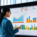 **

A professional woman, fully clothed in modest business attire, analyzes data on a large screen in a brightly lit, modern office. AI-powered charts and graphs surround her. Safe for work, appropriate content, perfect anatomy, correct proportions, professional.

**