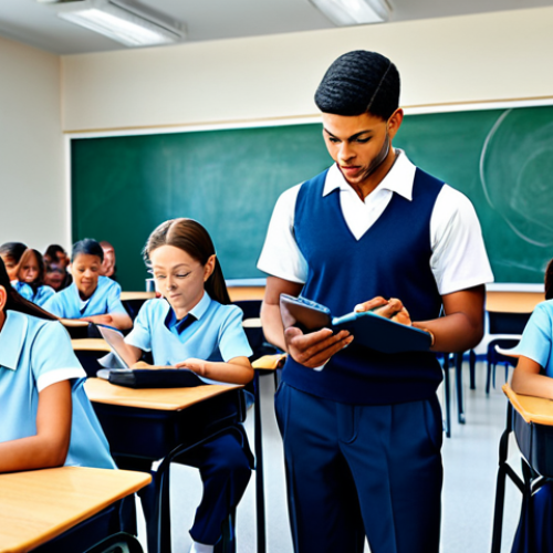 **

"A diverse group of students using personalized learning platforms with tablets in a modern classroom, fully clothed in school uniforms, appropriate content, safe for work, family-friendly, professional illustration, perfect anatomy, natural proportions, high quality, educational setting."

**