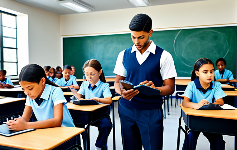 **

"A diverse group of students using personalized learning platforms with tablets in a modern classroom, fully clothed in school uniforms, appropriate content, safe for work, family-friendly, professional illustration, perfect anatomy, natural proportions, high quality, educational setting."

**